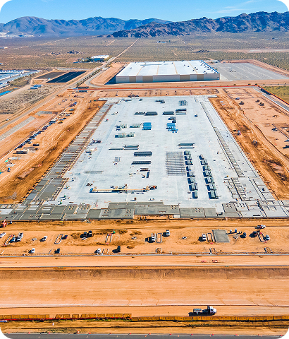 Warehouse exterior construction progress