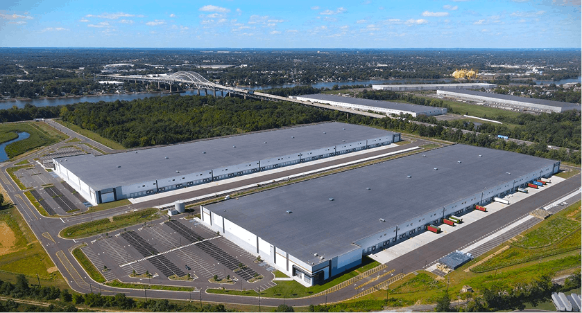 Warehouse dock with trailers